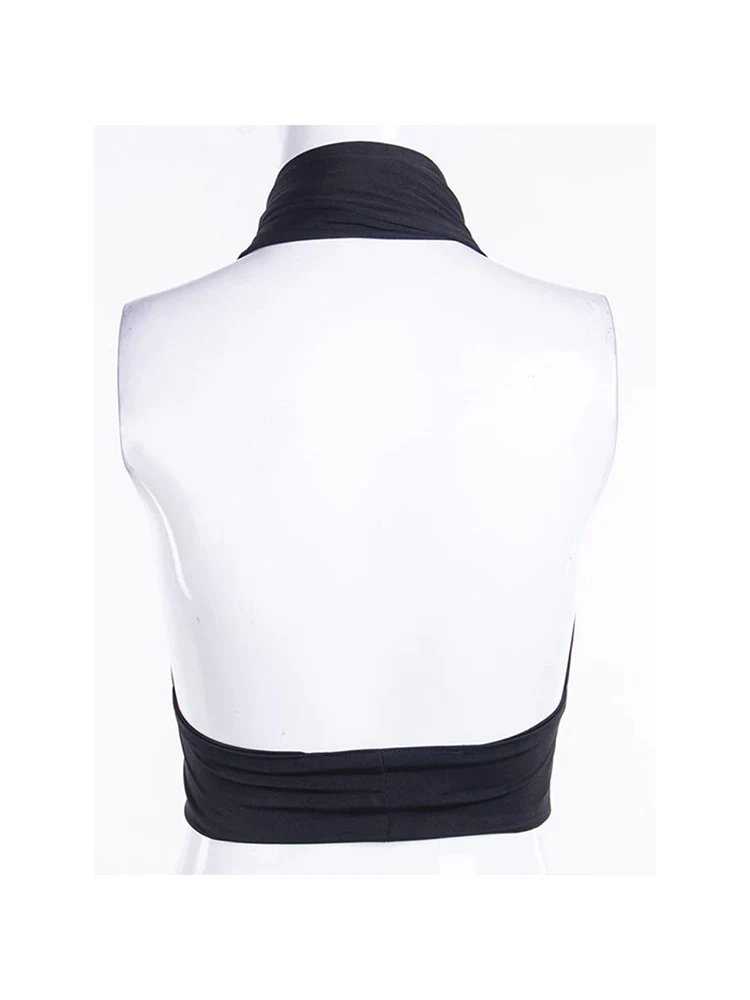 Women Strappy Cross Over Front Cut Out Halter Neck Sleeveless Backless Crop Top Bandage Vest Summer Sexy Tops Woman Clothes S-XL - Image 4