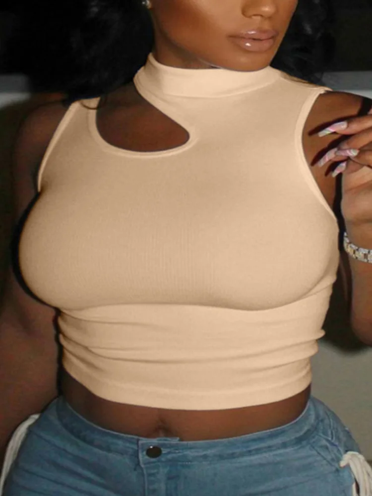 Cut Out Sexy Crop Tops Women Off Shoulder Solid Elasticity Skinny Sport Short Tops Women Tank Summer Tube Tops - Image 2